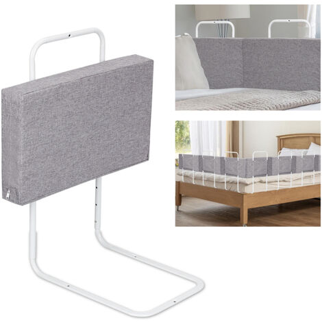 Wolketon Barrières de Lit Bébé, Soft Pack Enfant en lin Barrière Protection réglables, armature de lit pour les tout-petits,5028cm Gris