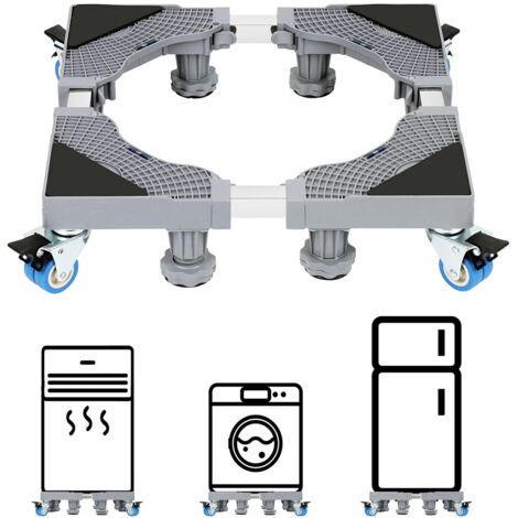 Wolketon Base per lavatrice Carrello per frigorifero Carrello a rulli per asciugatrice Lavatrice Congelatore Regolabile 41-66 cm 8 piedi + 4 ruote