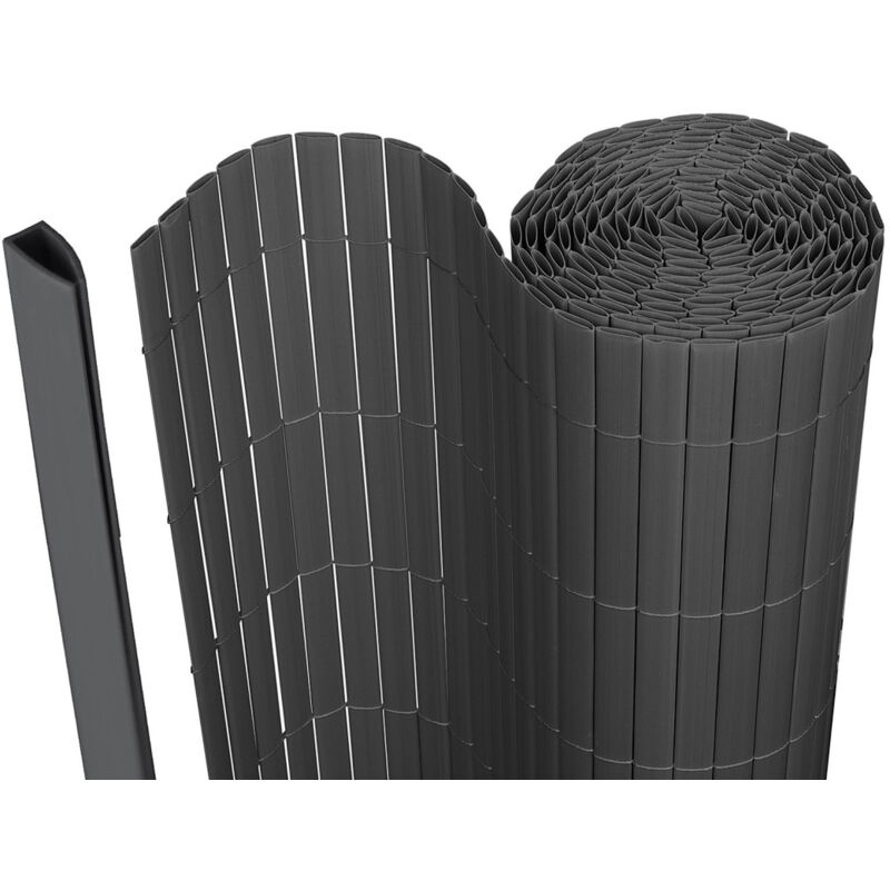 Wolketon Canisse en PVC pour le jardin Balcon ou terrasse Double face Balcon clôture brise-vent Occultant Cloture Gris 90 x 500cm