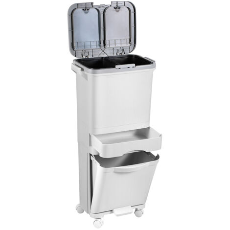 Wolketon Cestino per cucina 42L a pedale Cestino per rifiuti Riciclaggio Bianco