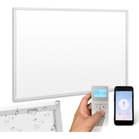 Wolketon Chauffage infrarouge au mural avec thermostat 600W pour une pièce de 10 à 12 m²