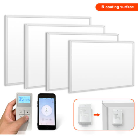 Wolketon Chauffage Infrarouge avec thermostat & télécommande, montage au plafond/mur pour la Maison, Salle de bain - 600w (mural)