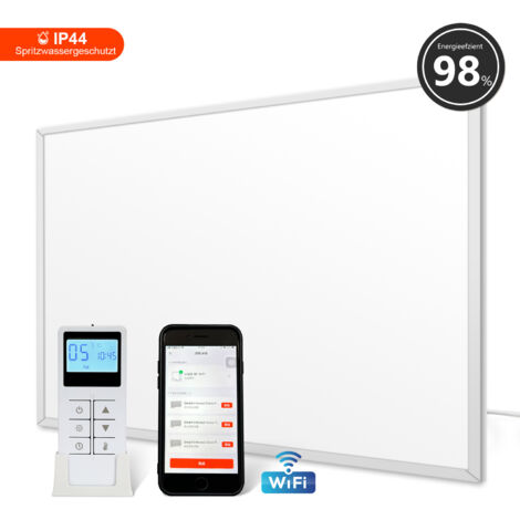 Wolketon Chauffage infrarouge panneau chauffant au mural 600W avec thermostat et protection contre la surchauffe (10-12㎡)