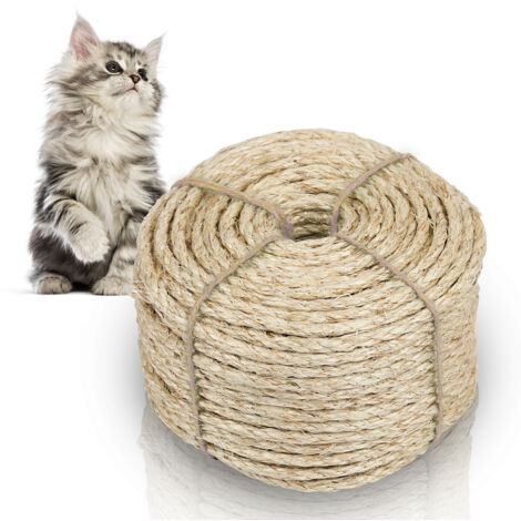 Wolketon Cuerda de sisal natural  Juguetes de sisal  Postes rascadores para gatos  Protección para gatos  Juguetes con garras para gatos rastrero 30000mmx8mm