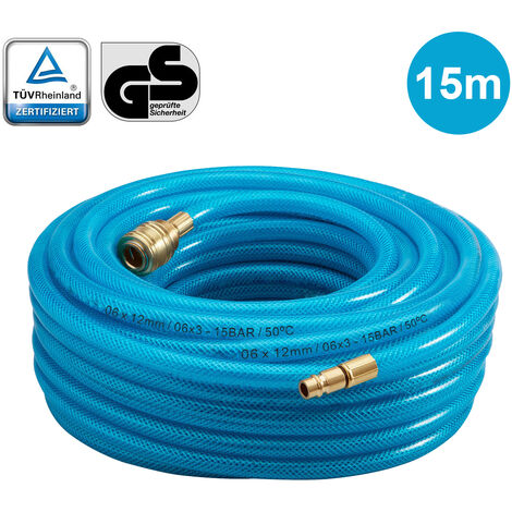 Druckluftschlauch 1/4" 10-30m Druckschlauch 15bar Druckluftkupplung Werkstatt 
