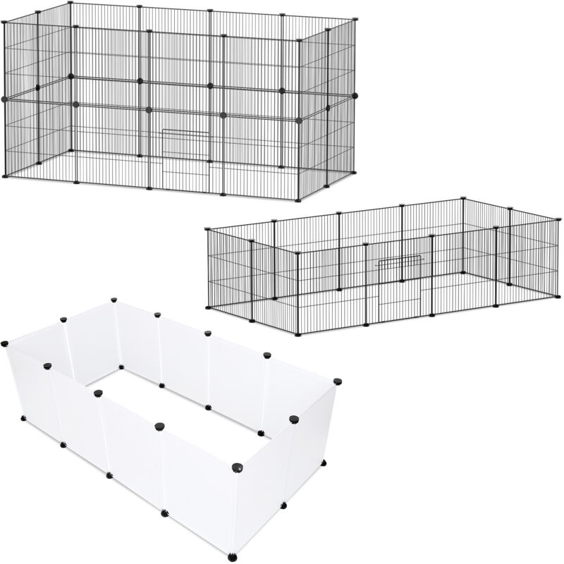 Wolketon Enclos pour animaux Enclos Modulable petits animaux Facile à assembler Noir 110 x 110 x 47 cm