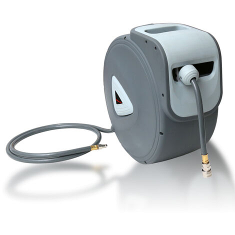 Wolketon Enrouleur de tuyau d'air comprimé Enrouleur automatique 30M Tuyau d'air comprimé, raccord 1/4, support de tuyau mural inclus, pression de travail max. 18 bar