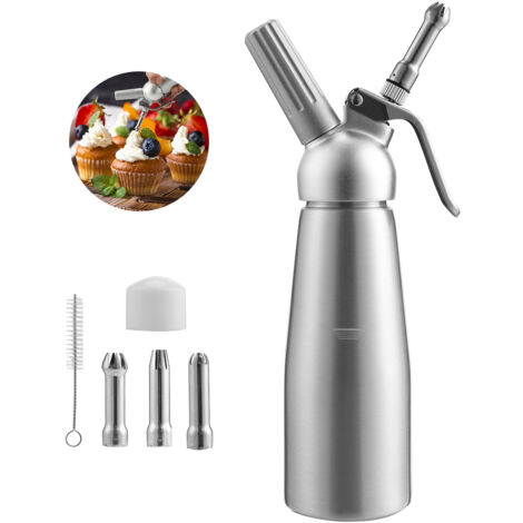 Wolketon Erogatore di panna 500ML Sifone professionale per panna montata in acciaio inossidabile Sifoni in alluminio per mousse e creme