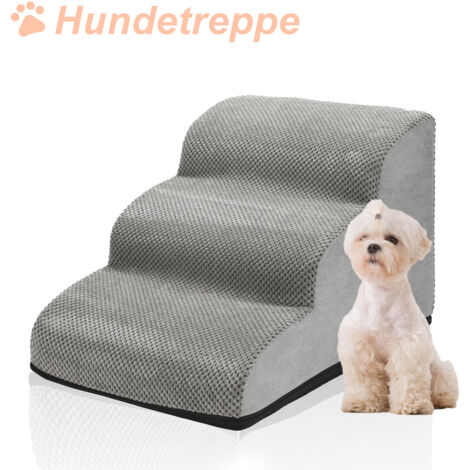 Wolketon Escaleras para perros y gatos  escalera para perros con esponja de alta densidad  rampa para perros ensanchada con pendiente suave de 3 escalones