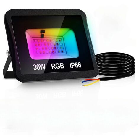 Wolketon Faro LED RGB con telecomando, faro LED RGB 30W, 16 colori e 4 modalità, IP66 per esterni giardino e terrazza