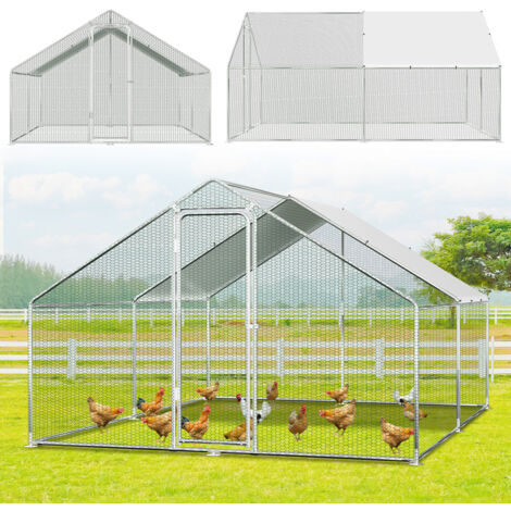 Wolketon Gallinero 3×4×2 m – Recinto para animales pequeños, pajarera exterior, gallinero de acero galvanizado con puerta
