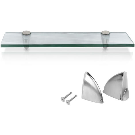 Wolketon Glasregal Wandregale mit Halterung Glasboden Badregal Bad Ablage Glasablage Regal Glas Badablage Glasscheibe Halterung Regale Klarglas Wandregal 60cmx0.8cm x10 cm - Transparent