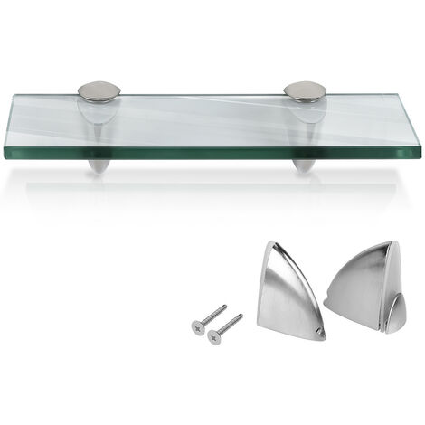 Wolketon Glasregal Wandregale mit Halterung Glasboden Badregal Bad Ablage Glasablage Regal Glas Badablage Glasscheibe Halterung Regale Milchglas Wandregal 40cmx0.8cm x10 cm - Transparent