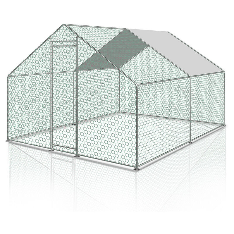 Wolketon - Hühnerstall Freilaufgehege xxl mit Schloss Verzinkter Stahl Kleintierstall Freigehege Geflügelstall für Vogelkäfig Haustierkäfig 3x4x2m