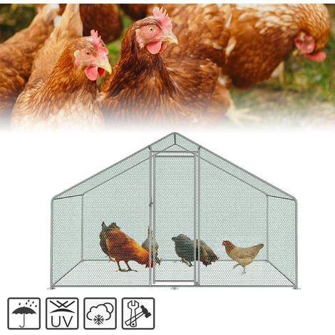 3 x 2 x 2 Meter Hengda Hühnerstall Hühnerhaus Geflügelstall Freilaufgehege mit Dach Geflügelhaus verzinktem Stahlrahmen mit PE beschichtet für Hühner und Vogelkäfig