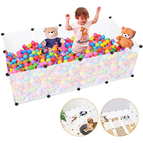Wolketon Jaula para animales pequeños Recinto al aire libre DIY Playpen Blanco Puppy Run Guinea Pig Cage