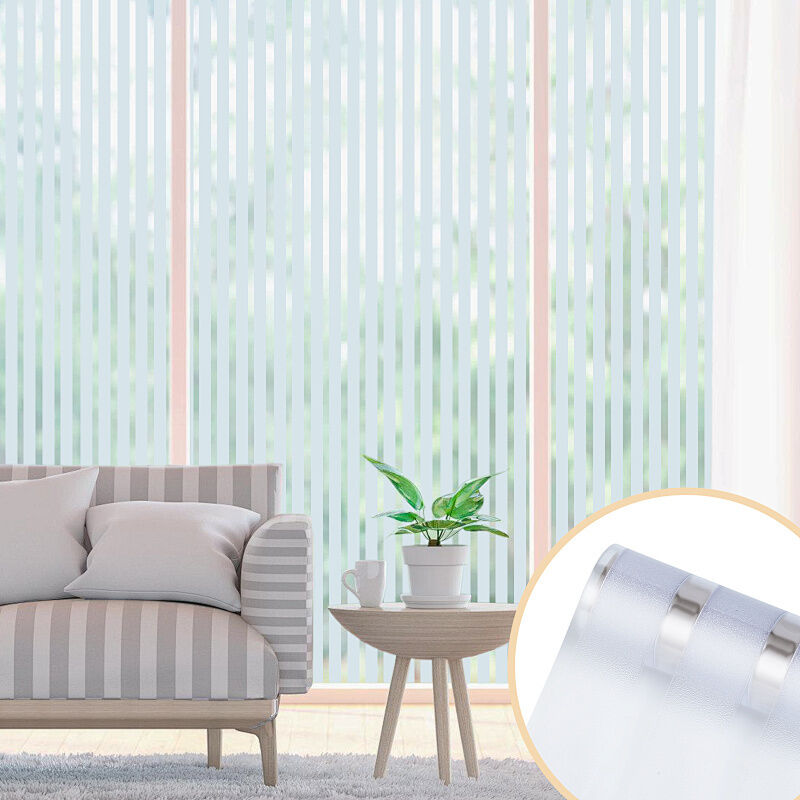 Wolketon Lámina para ventana electrostática decorativa opaca anti miradas UV, Tiras, 90 x 300 cm