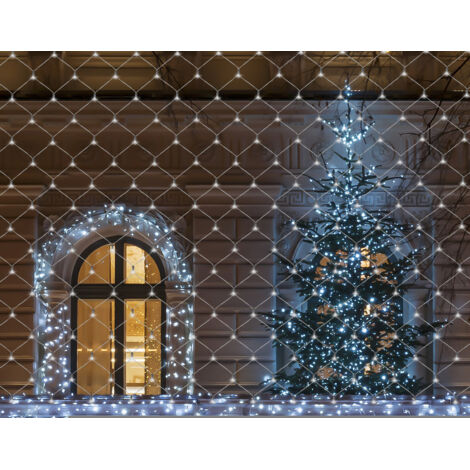 Wolketon LED Illuminazione a catena luminosa a rete 8 modalità IP44 Festa di Natale all'esterno all'interno bianco freddo 4.5x1.6M