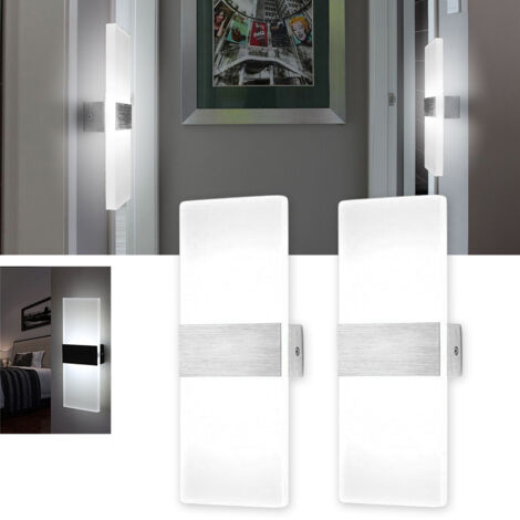 Wolketon LED Wandleuchte Innen/Außen Wandleuchten Modern Wandlampe Wandbeleuchtung Treppenhaus Flur 12W Kaltweiß  2X