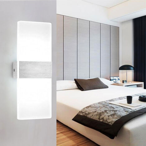 Wolketon LED Wandleuchte Wandlampen.12W Innenleuchte Weiß LED Wandlampe Acryl Modern Wandbeleuchtung IP44 Energiesparend Flurlampe Badlampe Für Wohnzimmer Treppenhaus Badezimmer Energieklasse A++