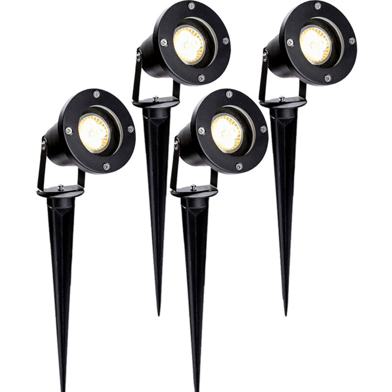 Wolketon Lot de 4 Projecteur de jardin Spot Led Extérieur Avec Piquet, 6W Éclairage Extérieur IP65 Blanc Chaud