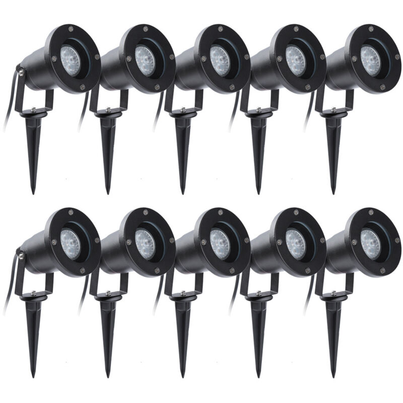 Wolketon Lot de 10 Projecteur de jardin Spot Led Extérieur Avec Piquet, 6W Éclairage Extérieur IP65 Blanc Chaud