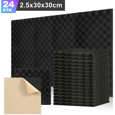 Wolketon Mousse acoustique Mousse Acoustique pour Podcasting, Studios d'enregistrement, Bureaux 24X 30x30x2.5cm Wellenmuster
