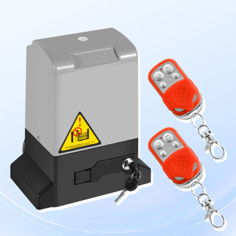 Wolketon Ouvre-portail coulissant 550W, 1200kg, kit materiel deoperateur de portail pour securite avec 2 clés et télécommande, electrique portail coulissant
