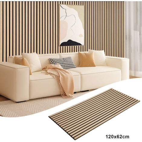 Wolketon Pannello acustico a parete Pannelli moderni a parete in legno impiallacciato e feltro Pannelli a parete in MDF 1x 120x60x2,1cm legno di quercia