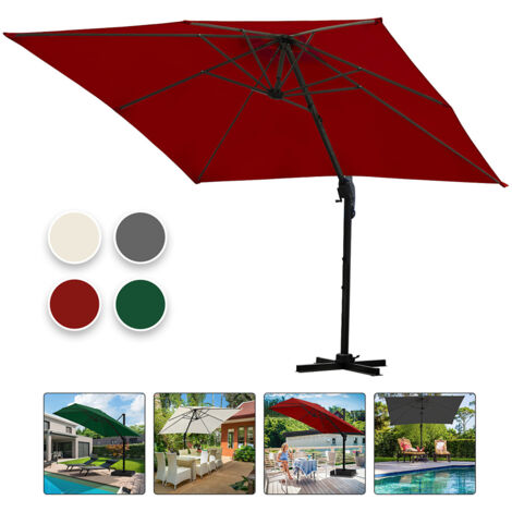Wolketon Parasol Déporté 300x300CM, Jardin Extérieur Pliable, Base Croisée 360° Rotatif, Protection UV, Rouge