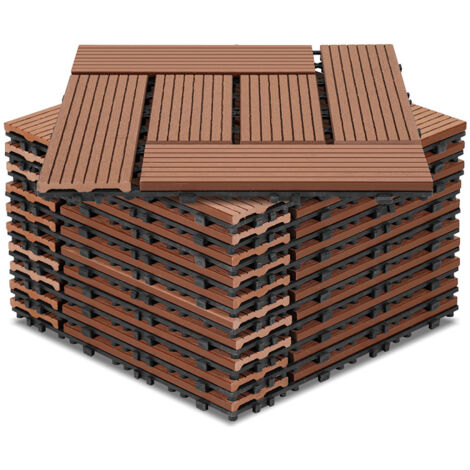 Wolketon Piastrelle per patio, piastrelle in legno ad incastro, piastrelle per pavimenti da 30 x 30 cm per giardino e patio, 88 pezzi