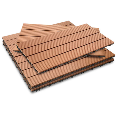 Wolketon Piastrelle per terrazza Piastrelle in legno a incastro 6 pezzi Piastrelle di rivestimento 60 x 30 per terrazza da giardino, Marrone