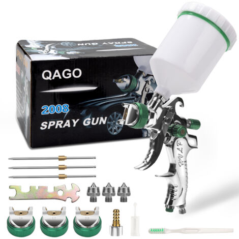 Wolketon Pistola a spruzzo HVLP professionale ad alta pressione Kit pistola ad aria compressa Pistola a spruzzo per verniciatura ad aria compressa con alimentazione a gravità 3 ugelli di dimensione