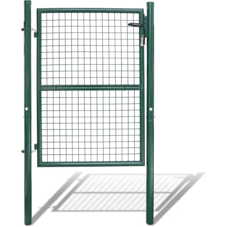Wolketon Portail de jardin Portillon de Jardin Grillagé. en Acier Galvanisé. Clôture avec Serrure. Porte 125 x 100cm. Vert