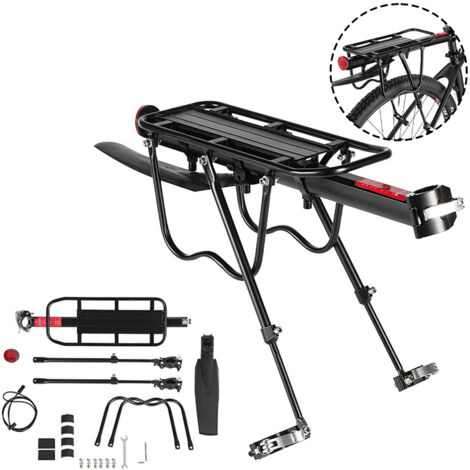 Wolketon Porte-bagage vélo universel en aluminium avec garde-boue et réflecteur – Fixation tige de selle Capacité 50 kg