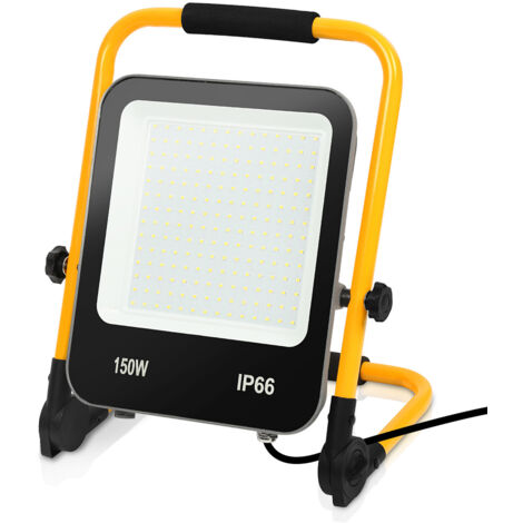 Wolketon Proiettore da cantiere a LED da 150W Proiettore LED con treppiede Lampada da cantiere - Bianco freddo