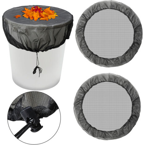 Wolketon Rete per bidoni della pioggia 95 cm in set da 2 – Rete di copertura con cordoncino, regolabile, protezione da foglie e zanzare