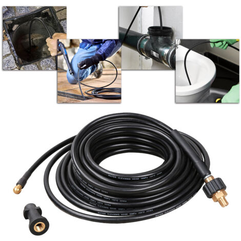Wolketon Rohrreinigungsschlauch 20m 180bar 60°C Rohrreiniger für Kärcher Anschluss Bajonett Rohrreinigungsset inkl. Adapter und düse für Hochdruckreiniger. Quick Connect
