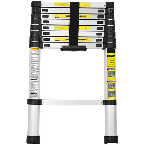 Wolketon Scala telescopica ad estensione fino a 150 kg Stabile scala a pioli in alluminio 2.6 m
