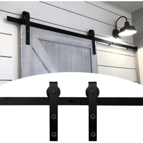 Wolketon Schiebetürbeschlag Zimmertür Türbeschlag  Big Wheel Scheunentor Belastung 150kg Laufschienen Schiebetürsystem Set 363 cm