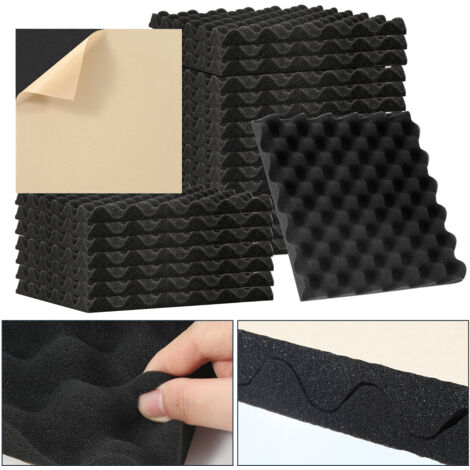 Wolketon Schiuma acustica 24X Schiuma acustica per Podcasting, Studi di registrazione, Uffici, motivo ondulato 30x30x2,5cm