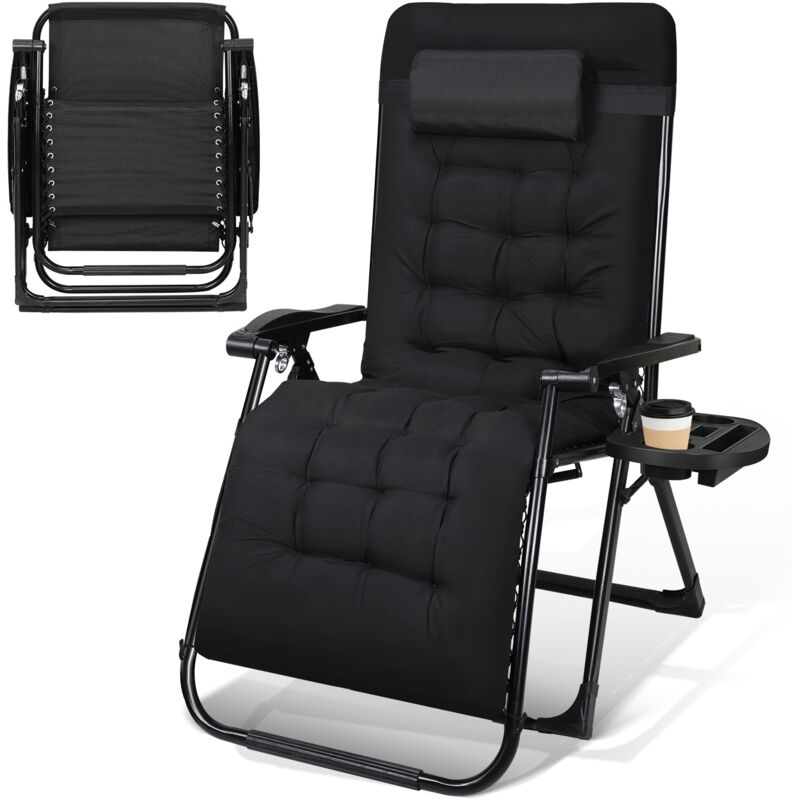 Wolketon Sdraio pieghevole regolabile in continuo 86 x 75 x 108,5 cm Nero chiaro