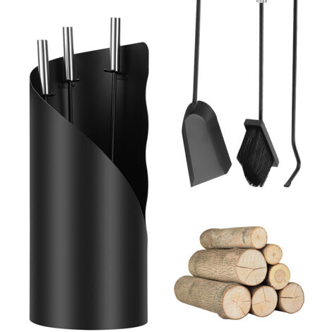 Wolketon Set 4 pezzi per la pulizia del camino in acciaio inox con gancio  paletta per la cenere spazzola per camino e supporto da 50cm