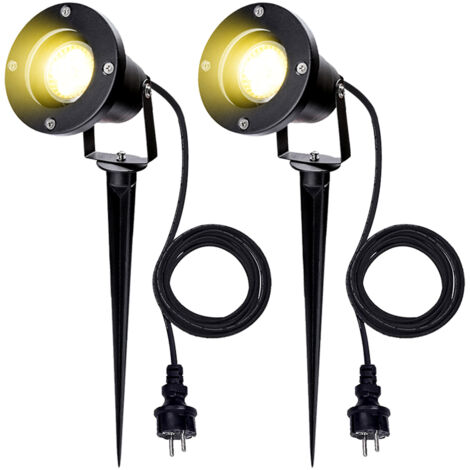 Wolketon Set di 2 proiettori da giardino Spot Led per esterni con picchetto, 6W Illuminazione per esterni IP65 Bianco caldo