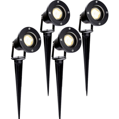 Wolketon Set di 4 proiettori da giardino Spot Led per esterni con picchetto, 6W Illuminazione per esterni IP65 Bianco caldo