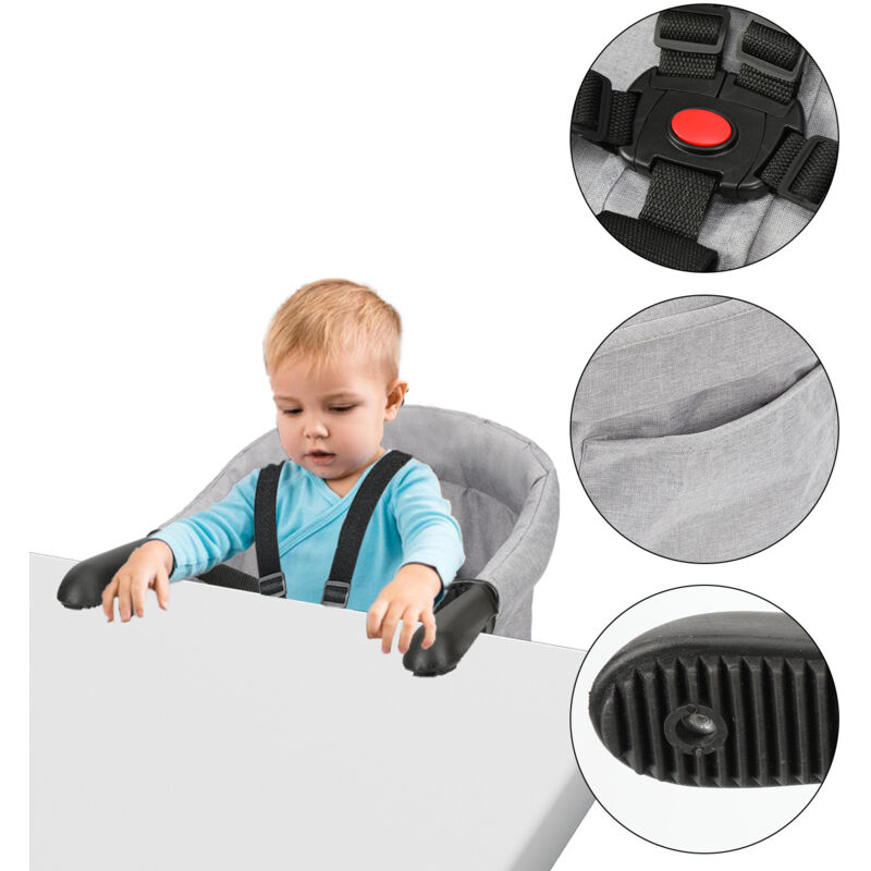 Wolketon Siège de table pliable pour bébé Avec pinces antidérapantes et ceinture de sécurité - Fixation Multi-points