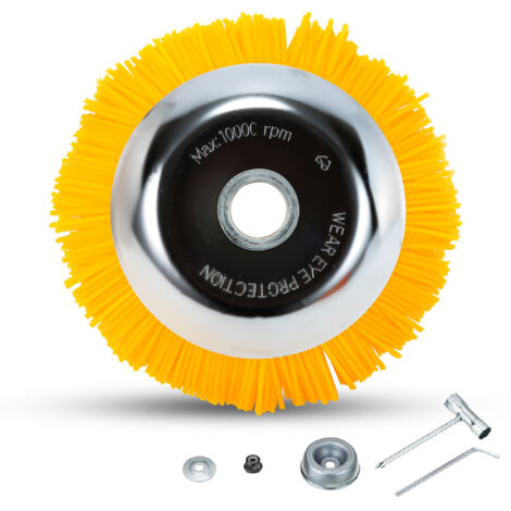 Wolketon Spazzola per diserbo in nylon da 200 mm per decespugliatore, foro 25,4 mm, kit di montaggio incluso