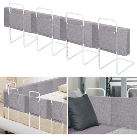 Wolketon Sponde per lettino per bambini 2x60 cm, Sponda per letto di sicurezza per bambini da 120 cm, Altezza regolabile, Struttura letto, Grigio 28 cm