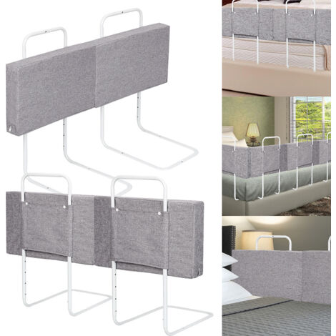 Wolketon Sponde per lettino per bambini 3x60 cm, Sponda per letto di sicurezza per bambini da 180 cm, Altezza regolabile, Struttura letto, Grigio 28 cm