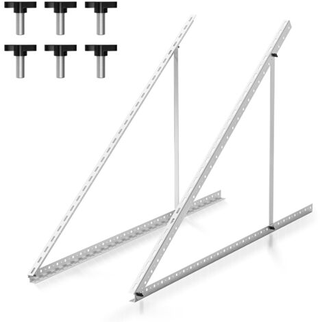 Wolketon Support pour panneau solaire jusqu'à 104 cm Toit plat PV Réglable de 0 à 90 ° Lot de 2